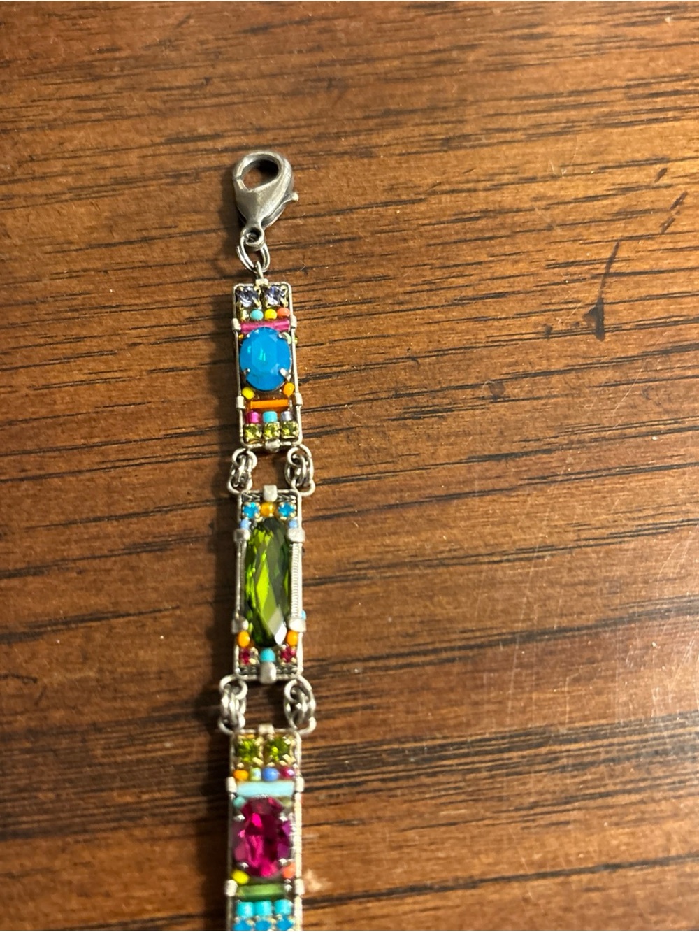 7" Adjustable Crystal & Bead Mosaic FIREFLY Bracelet Stunning Color and Shine - Picture 2 of 8